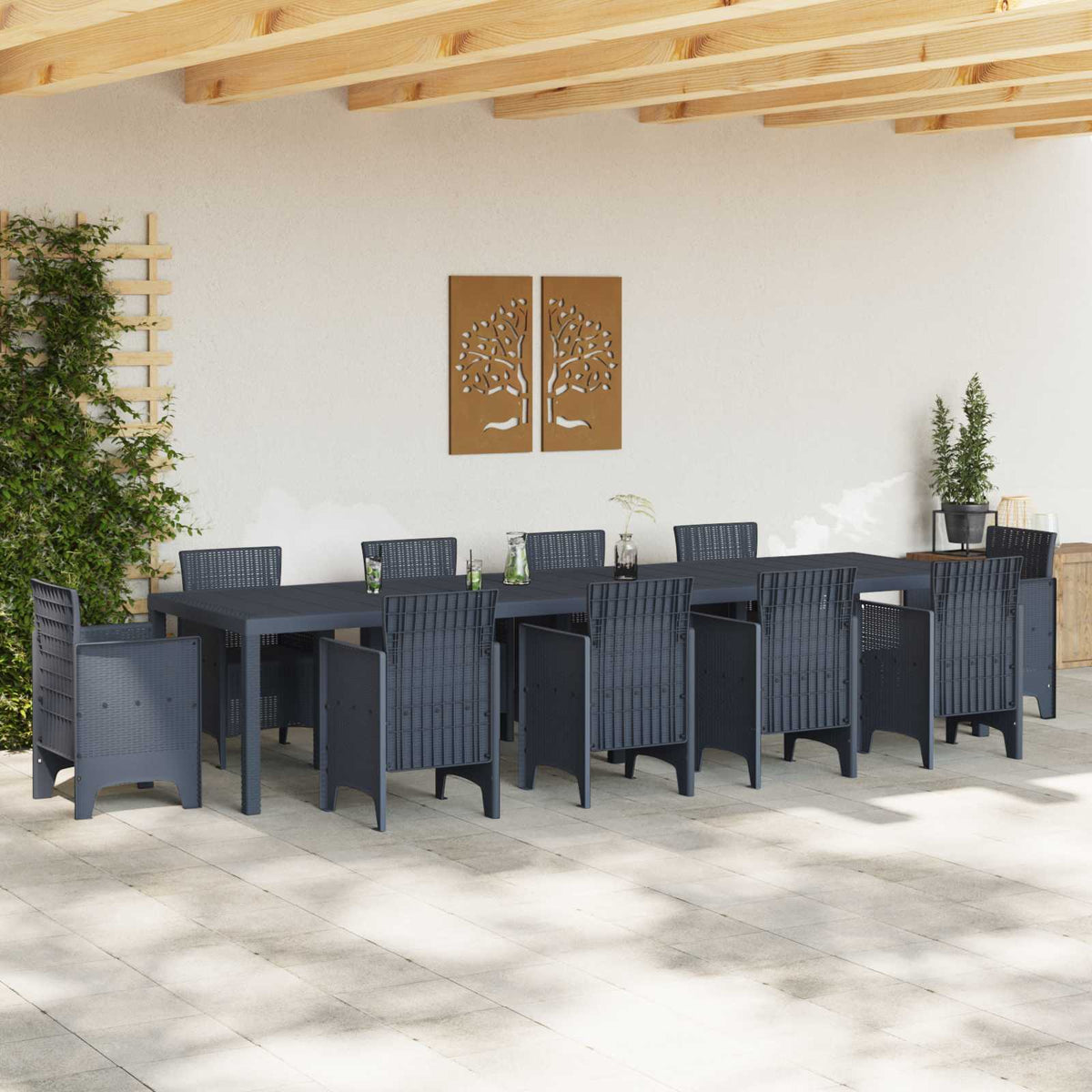 Stol za vrt Antracit 350 x 100 x 74 cm poliratan