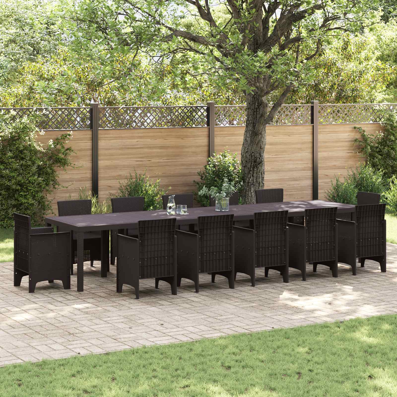 Stol za vrt Smeđa 400 x 100 x 73 cm poliratan