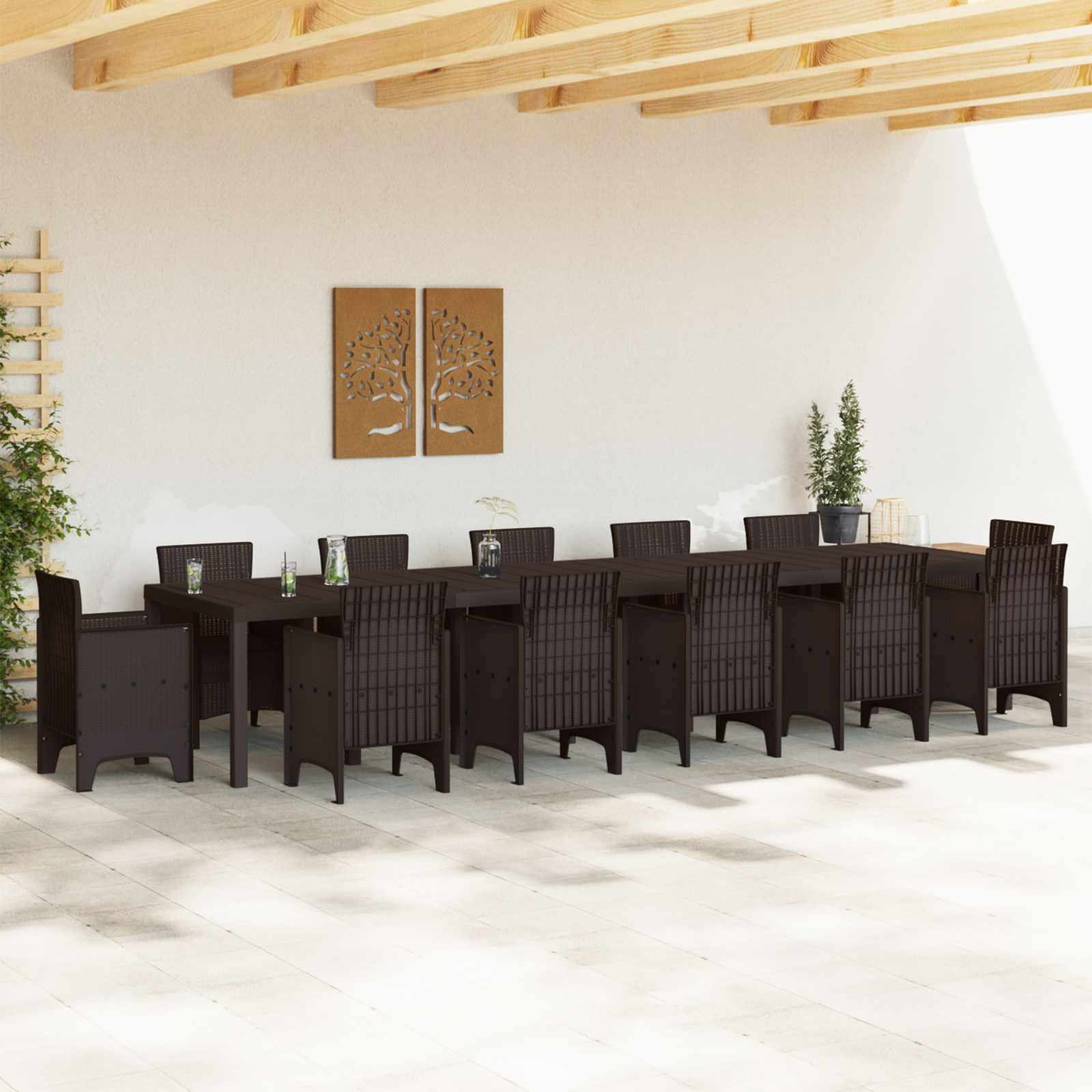Stol za vrt Smeđa 400 x 100 x 73 cm poliratan