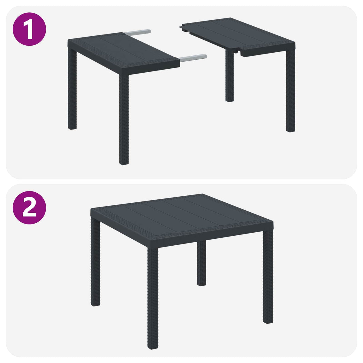 Vrtni set za objed 5 pcs Antracit Polipropilen
