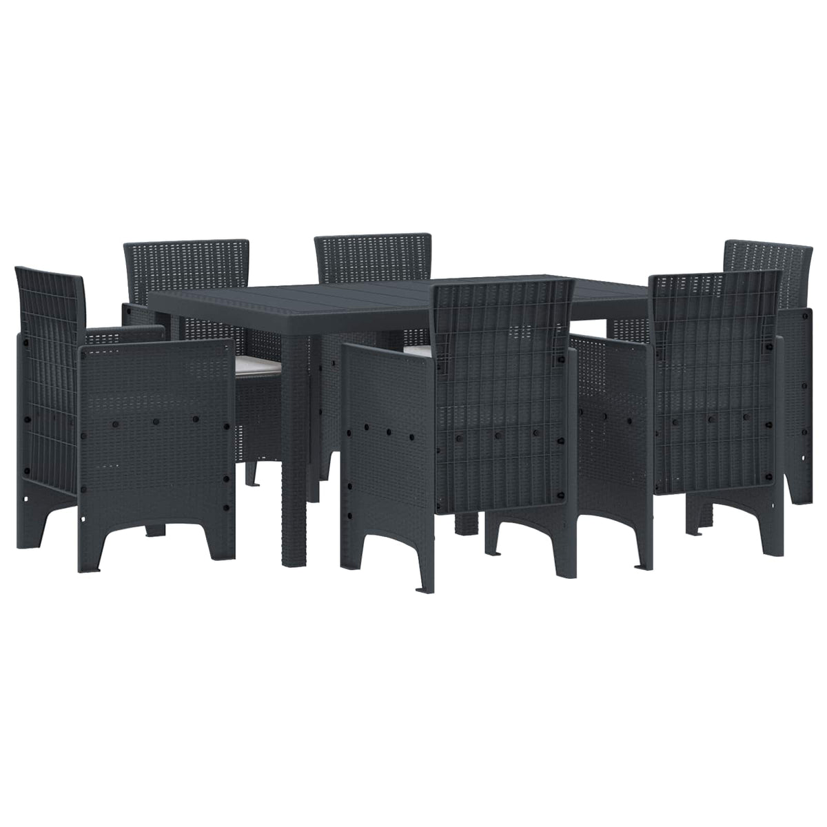 Vrtni set za objed 7 pcs Antracit Polt ratan
