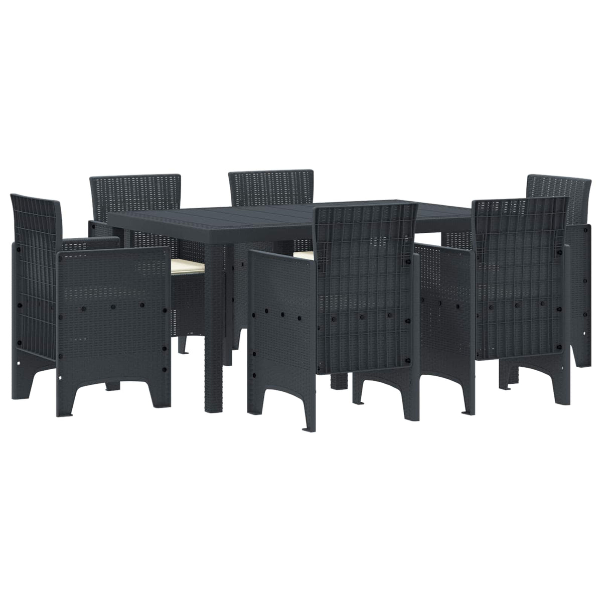 Vrtni set za objed 7 pcs Antracit Polt ratan