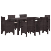 Vrtni set za objed 7 pcs Smeđa Polt ratan