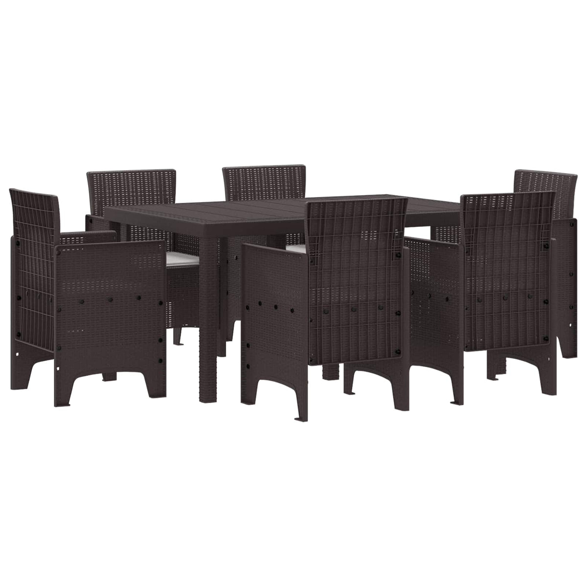 Vrtni set za objed 7 pcs Smeđa Polt ratan