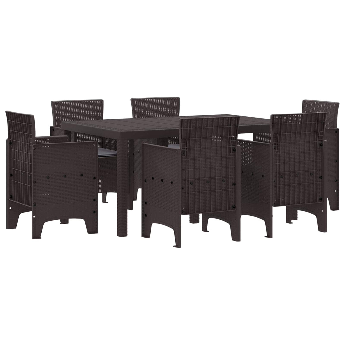 Vrtni set za objed 7 pcs Smeđa Polt ratan