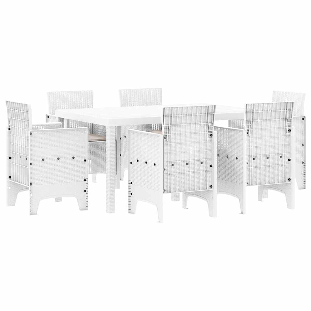 Vrtni set za objed 7 pcs Bijelo Polt ratan
