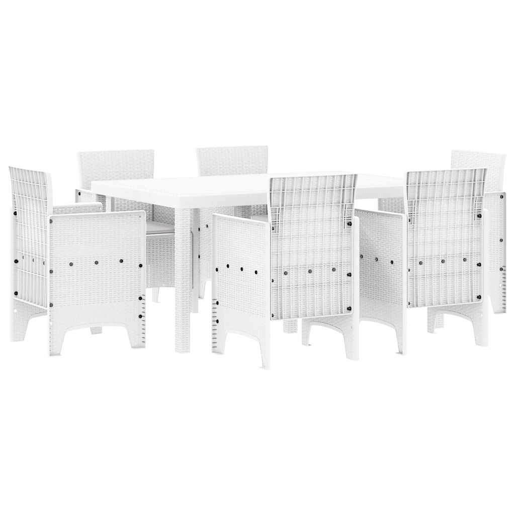 Vrtni set za objed 7 pcs Bijelo Polt ratan