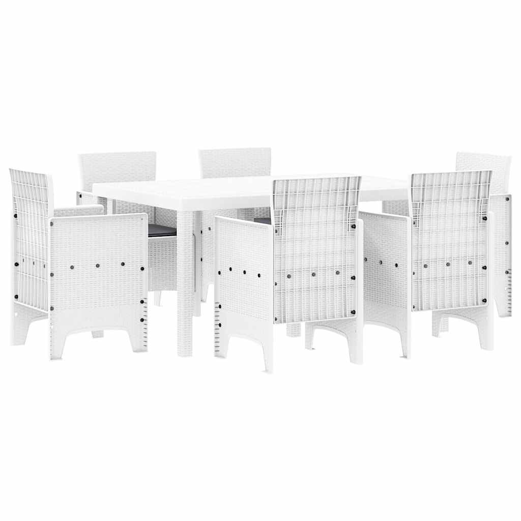 Vrtni set za objed 7 pcs Bijelo Polt ratan
