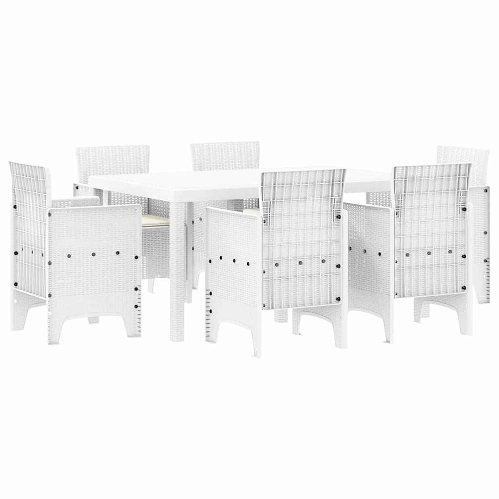 Vrtni set za objed 7 pcs Bijelo Polt ratan