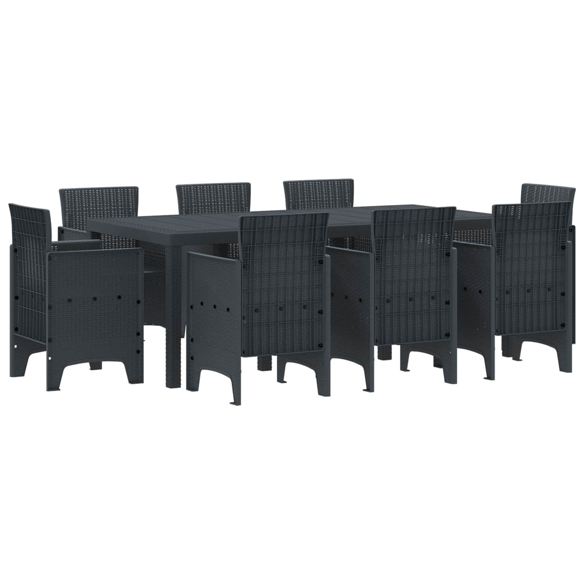 Vrtni set za objed 9 pcs Antracit Polipropilen