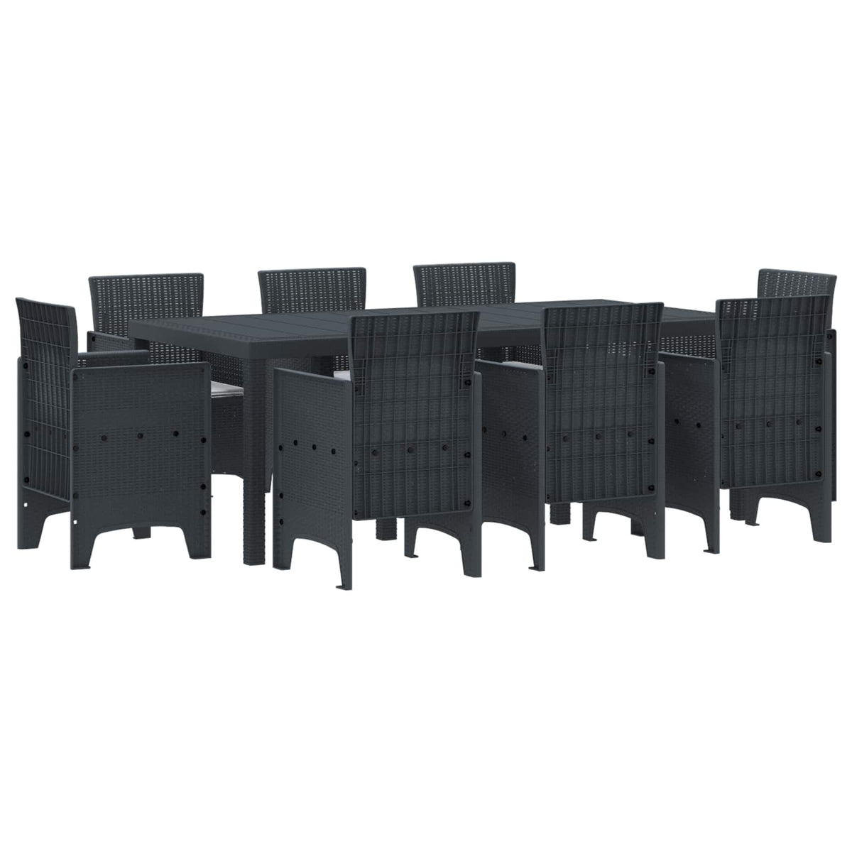 Vrtni set za objed 9 pcs Antracit Polipropilen