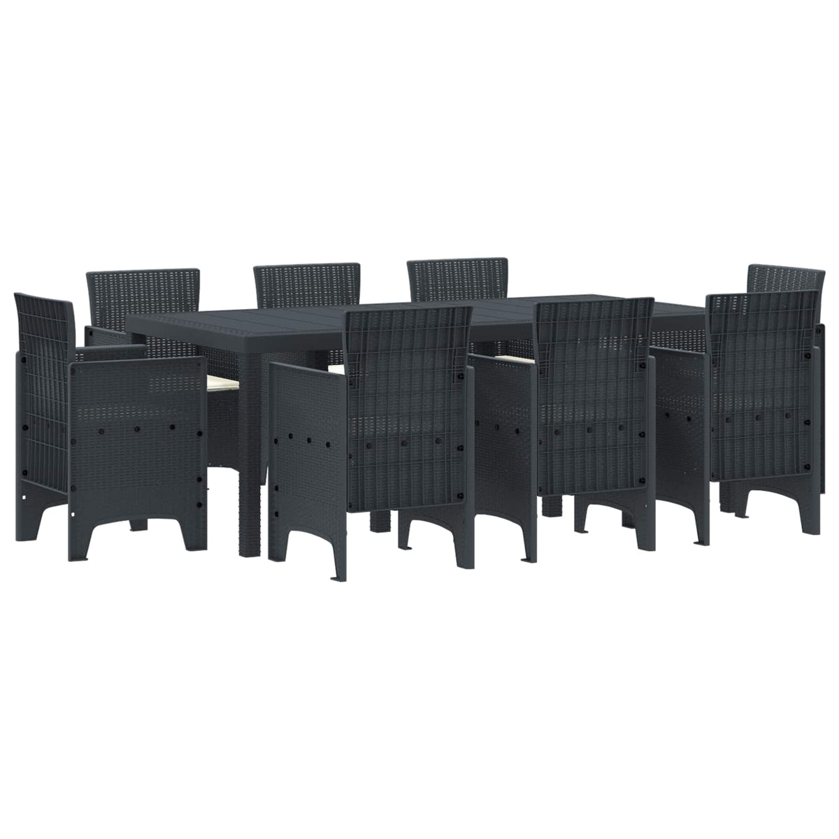 Vrtni set za objed 9 pcs Antracit Polipropilen