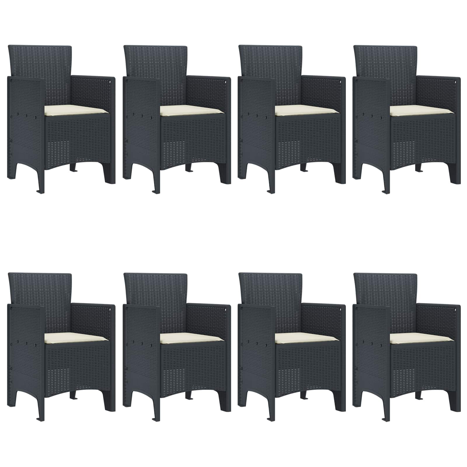 Vrtni set za objed 9 pcs Antracit Polipropilen
