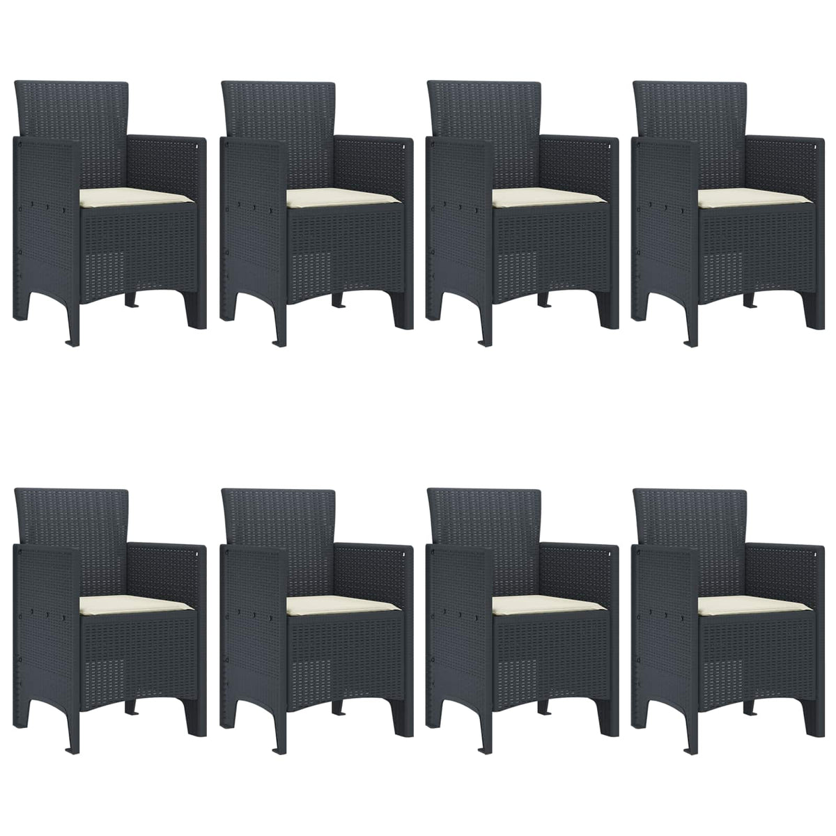 Vrtni set za objed 9 pcs Antracit Polipropilen