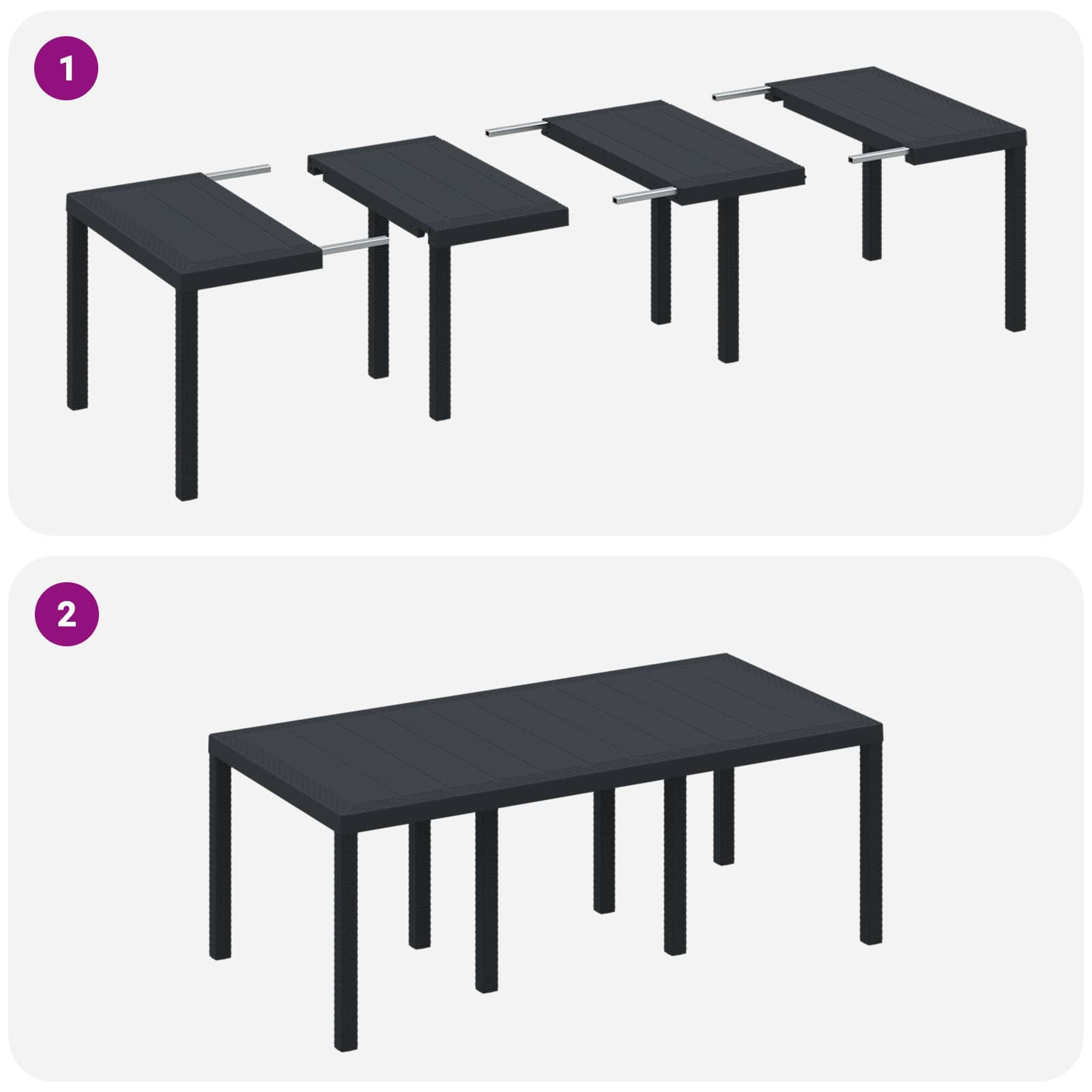 Vrtni set za objed 9 pcs Antracit Polipropilen