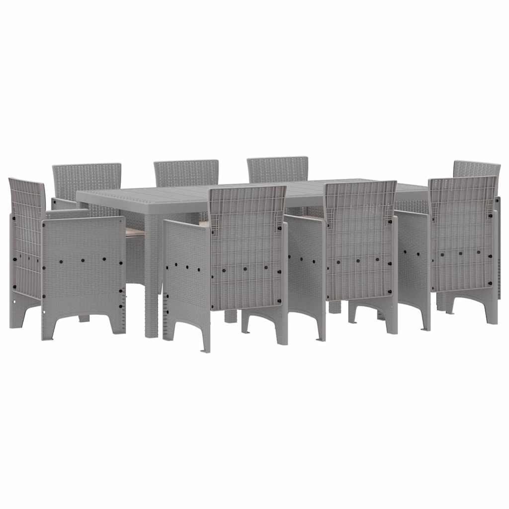 Vrtni set za objed 9 pcs Svjetlosiva Polipropilen