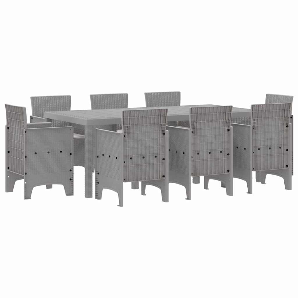 Vrtni set za objed 9 pcs Svjetlosiva Polipropilen
