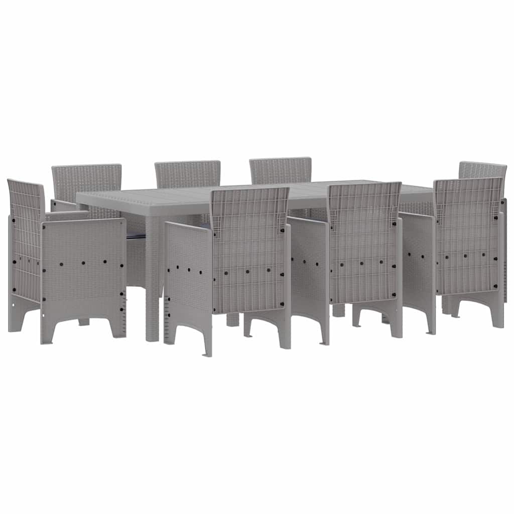 Vrtni set za objed 9 pcs Svjetlosiva Polipropilen