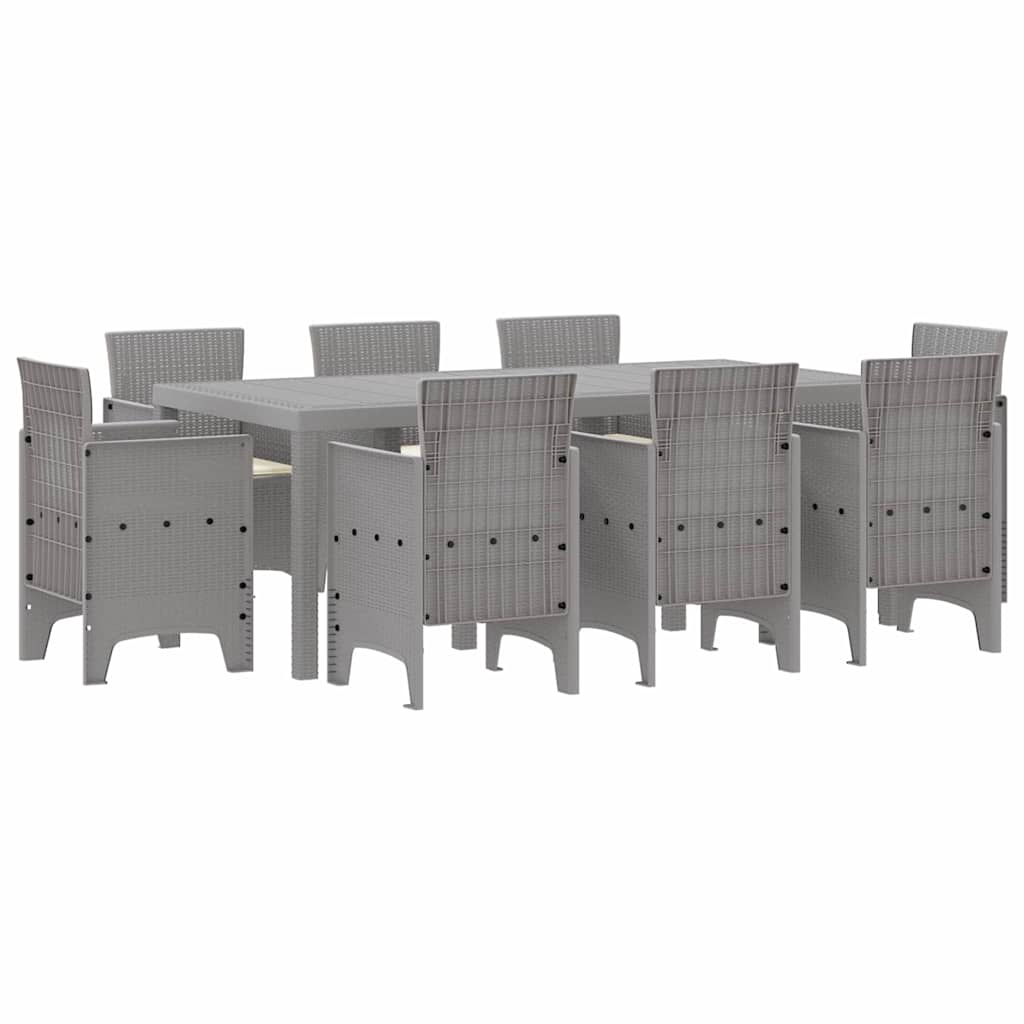 Vrtni set za objed 9 pcs Svjetlosiva Polipropilen