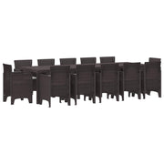 Vrtni set za objed 13 pcs Smeđa i svijetlosiva Ratan i jastuk