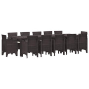 Vrtni set za objed s jastukom 13 pcs Smeđa Ratan