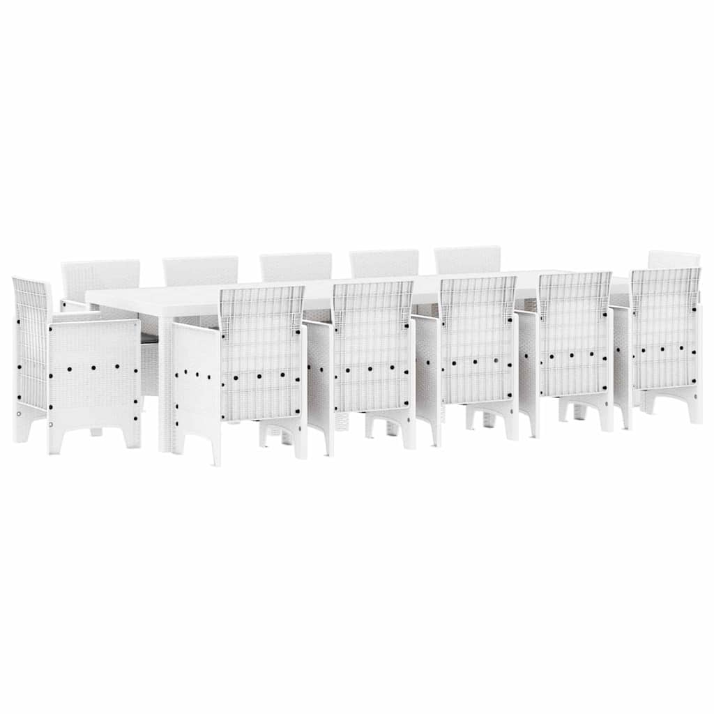 Vrtni set za objed 13 pcs Bijelo Sintetički ratan i Metal