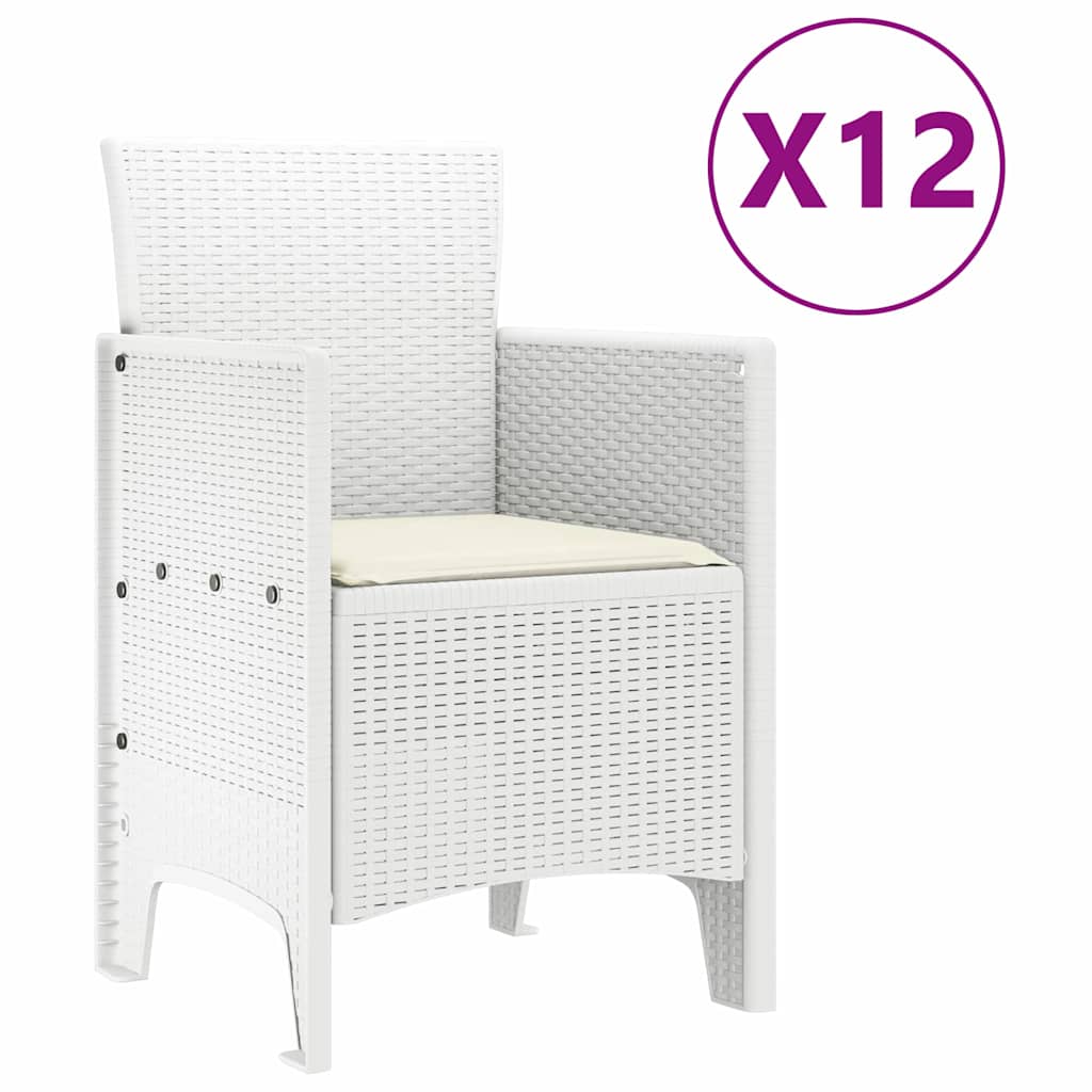 Vrtni set za objed s jastukom 13 pcs Bijelo Poli ratan i Pamuk