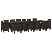 Vrtni set za objed 15 pcs Smeđa Polt ratan