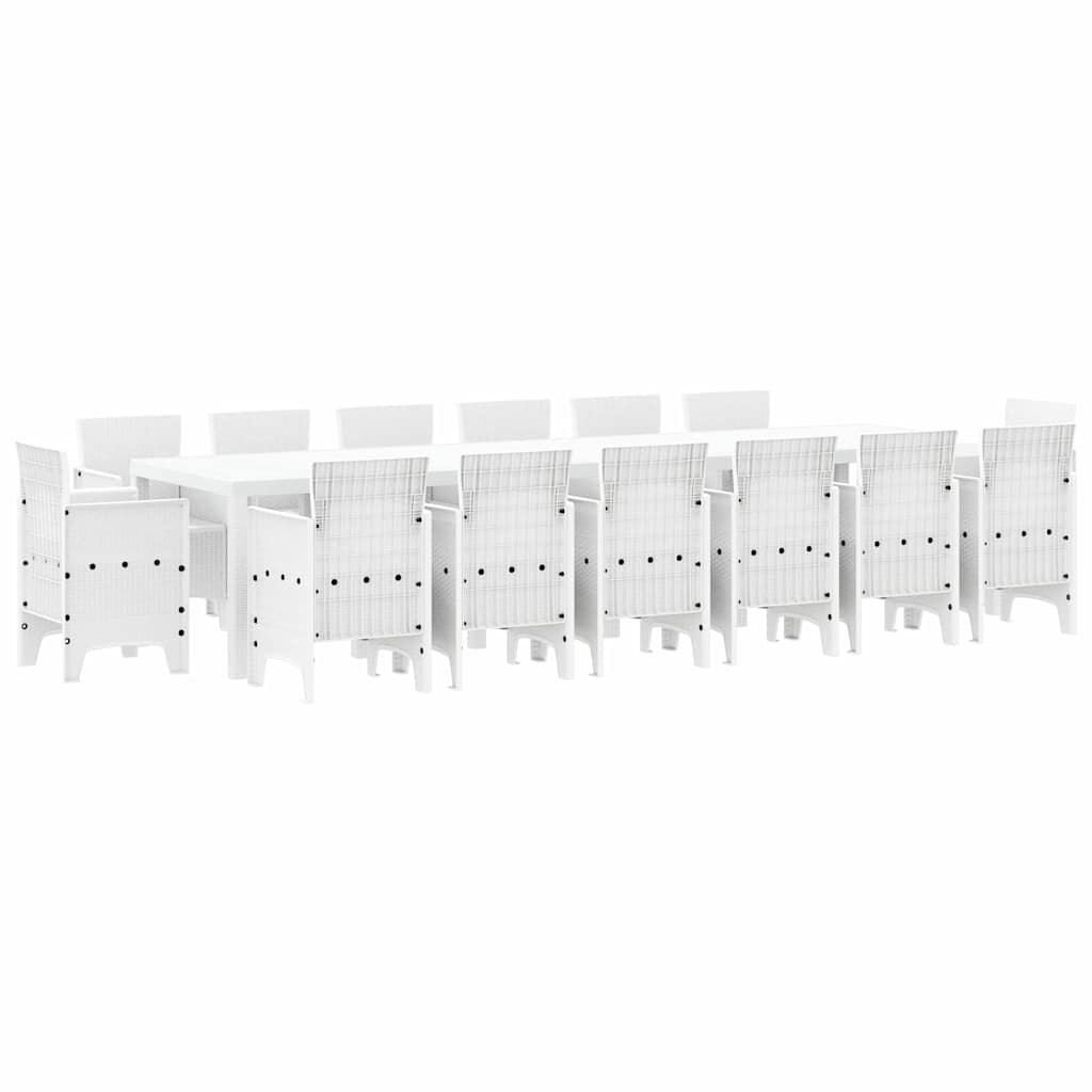 Vrtni set za objed 15 pcs Bijelo Polt ratan
