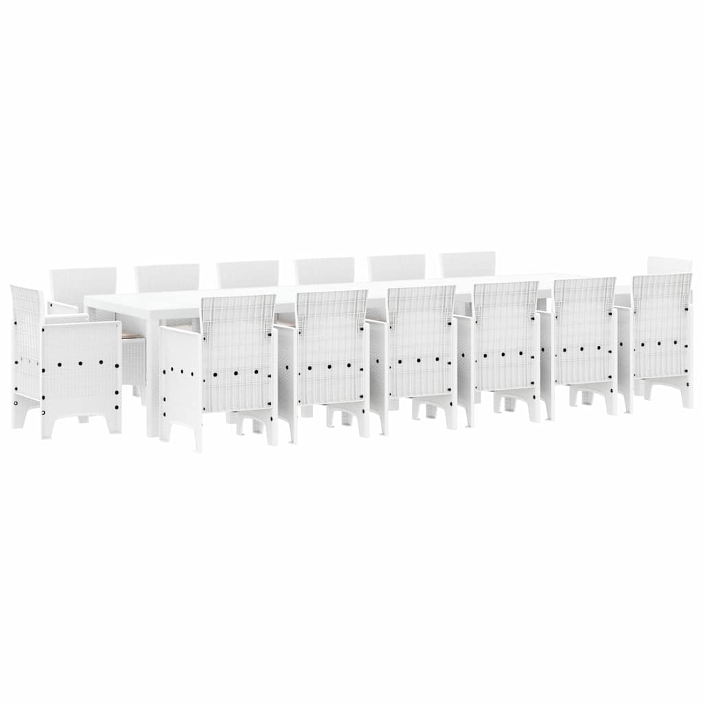 Vrtni set za objed 15 pcs Bijelo Polt ratan