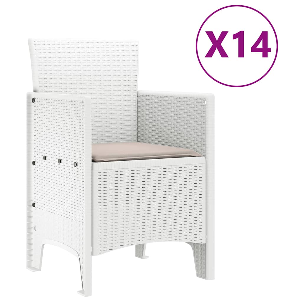 Vrtni set za objed 15 pcs Bijelo Polt ratan