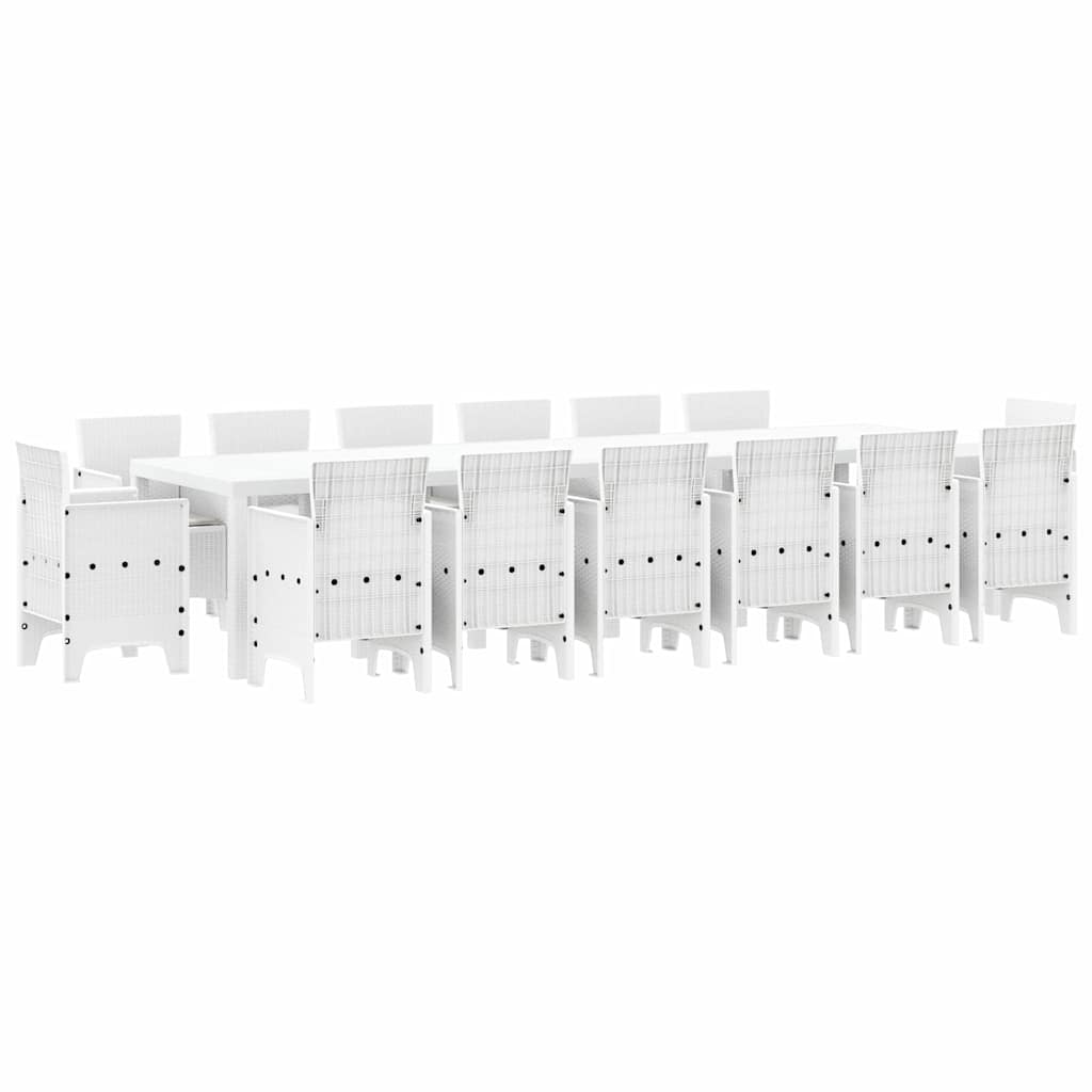 Vrtni set za objed 15 pcs Bijelo Polt ratan