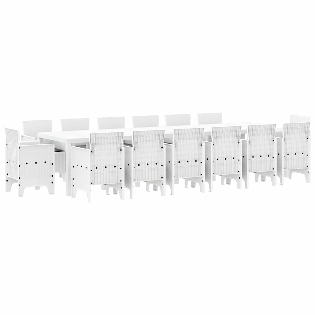 Vrtni set za objed 15 pcs Bijelo Polt ratan