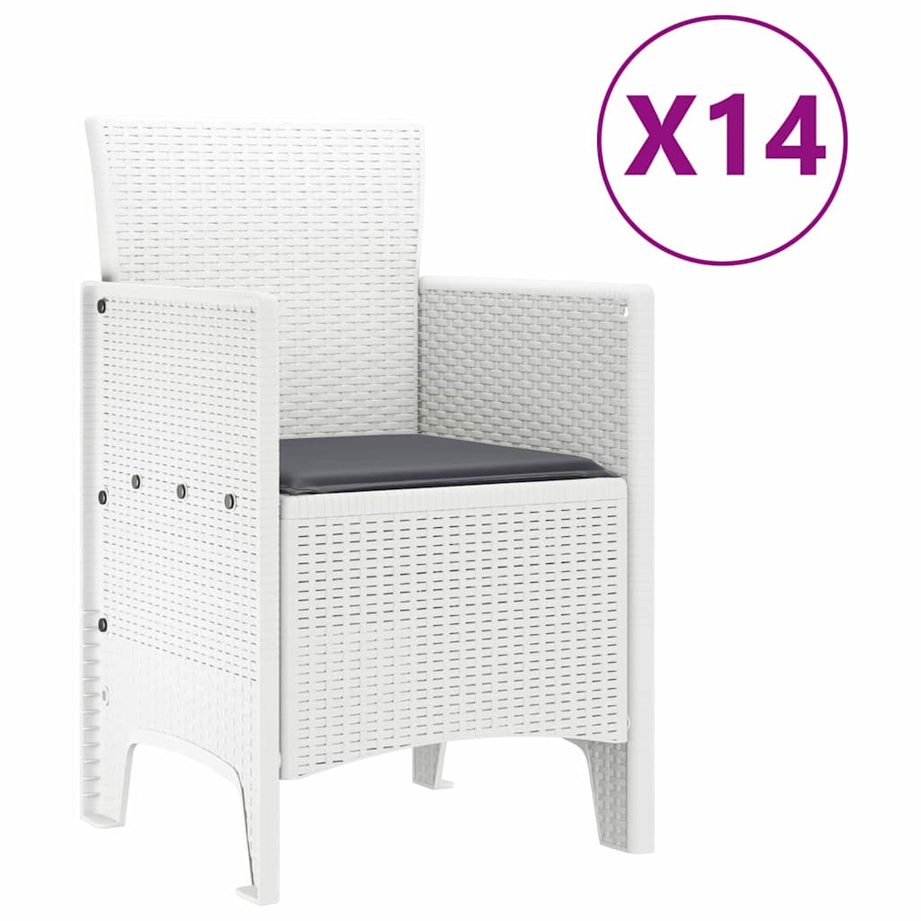 Vrtni set za objed 15 pcs Bijelo Polt ratan