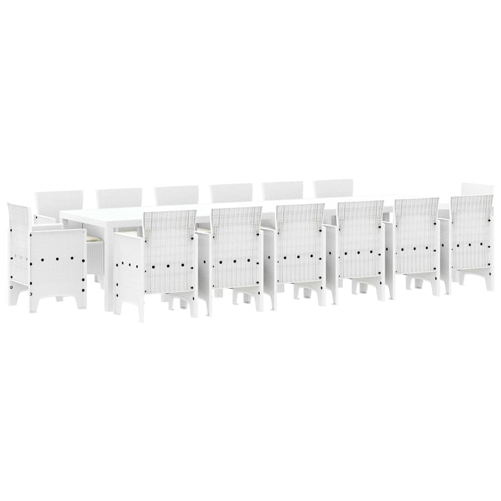 Vrtni set za objed 15 pcs Bijelo Polt ratan
