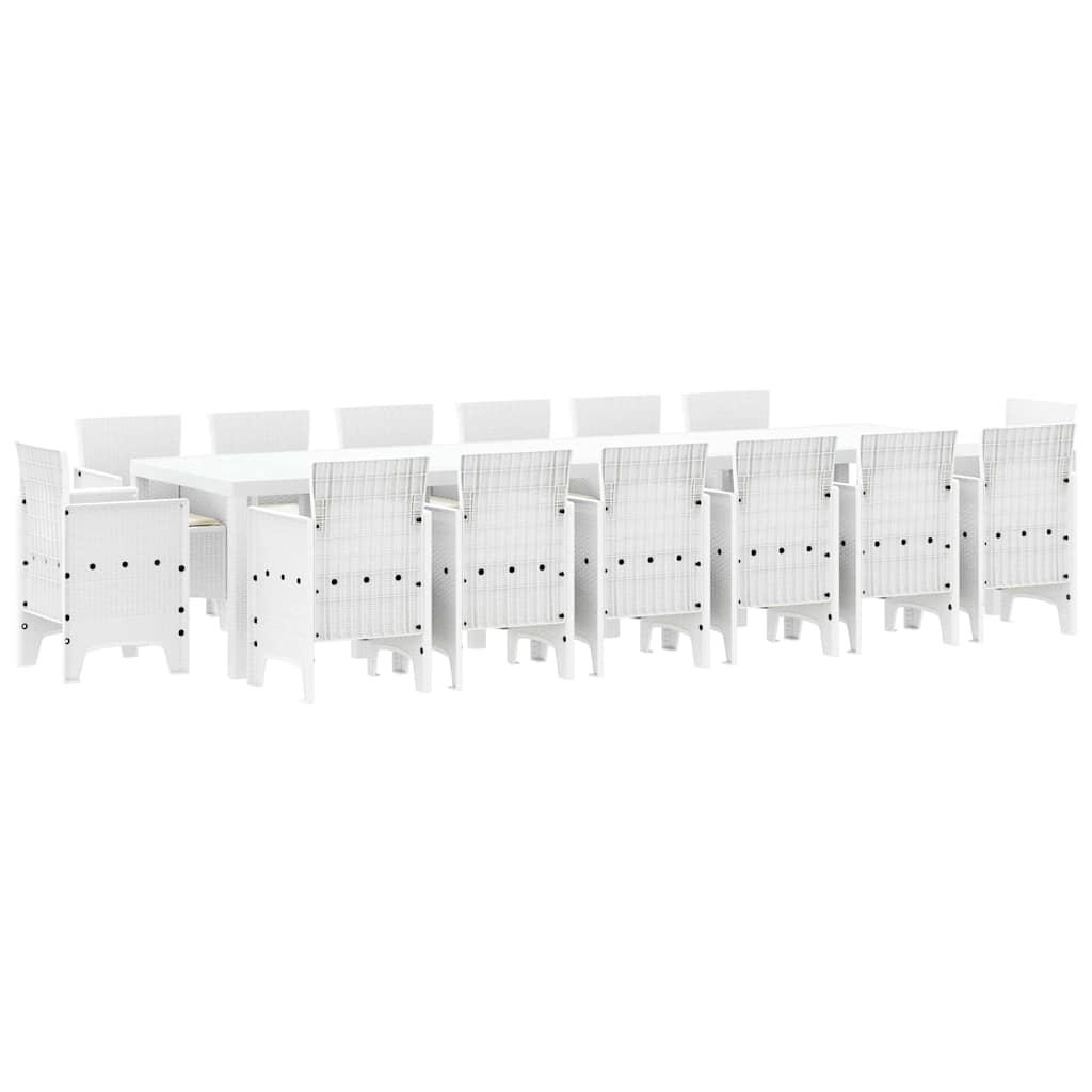Vrtni set za objed 15 pcs Bijelo Polt ratan