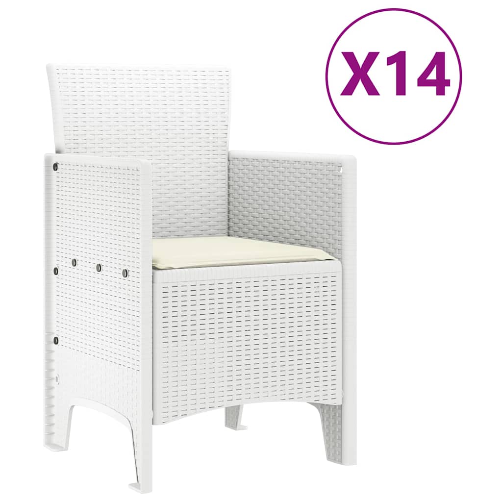 Vrtni set za objed 15 pcs Bijelo Polt ratan