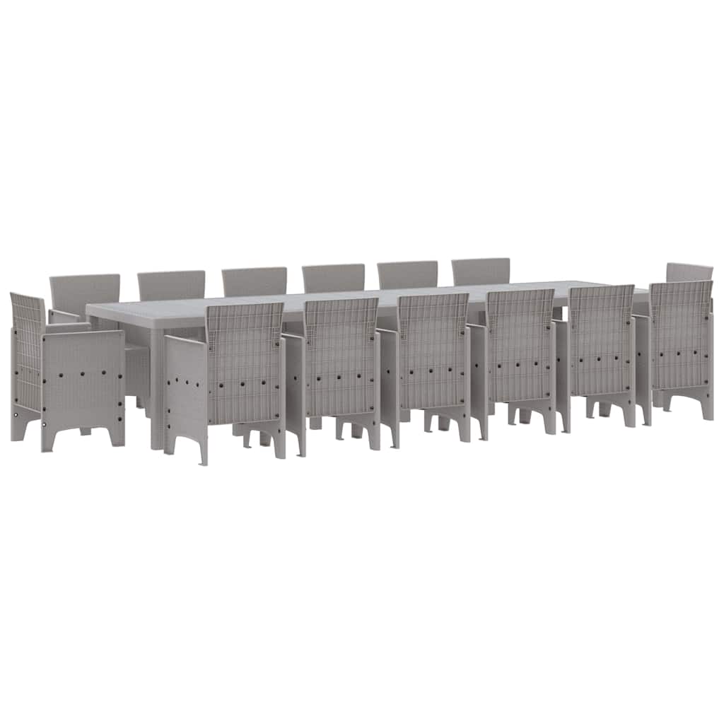Vrtni set za objed 15 pcs Svjetlosiva Polt ratan