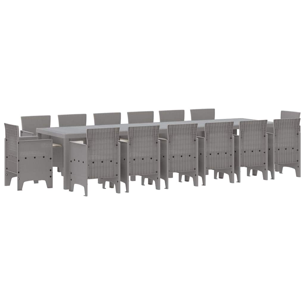 Vrtni set za objed 15 pcs Svijetlo sive, taupe Polt ratan