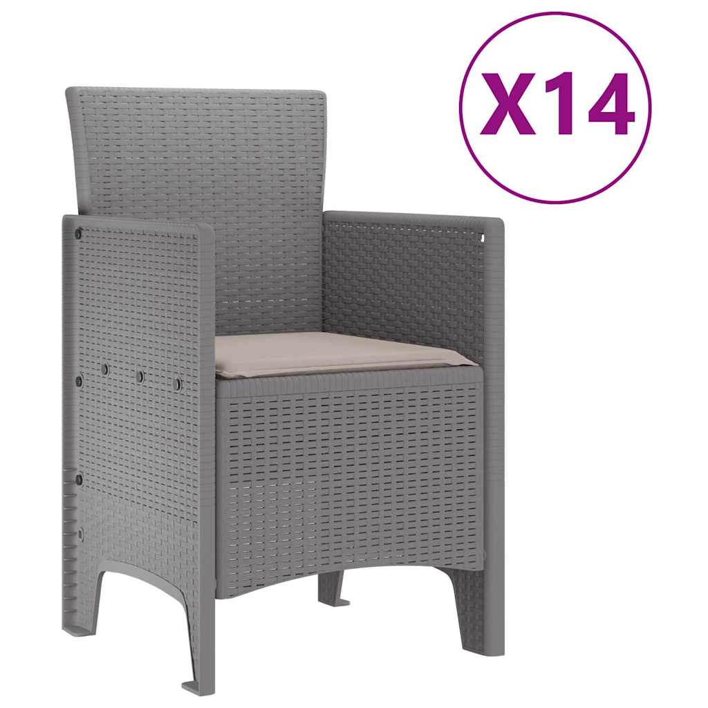 Vrtni set za objed 15 pcs Svijetlo sive, taupe Polt ratan
