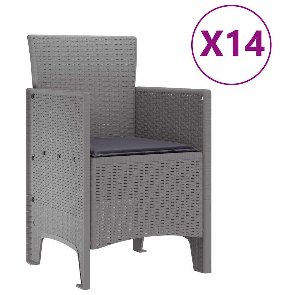 Vrtni set za objed 15 pcs Bijela i antracit Polt ratan