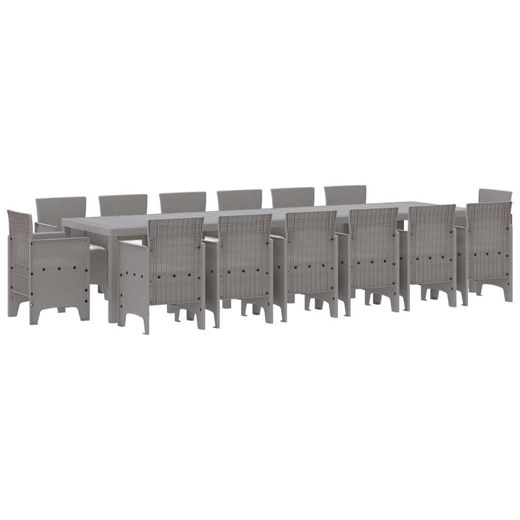 Vrtni set za objed 15 pcs Svijetlo siva, krem bijela Polt ratan