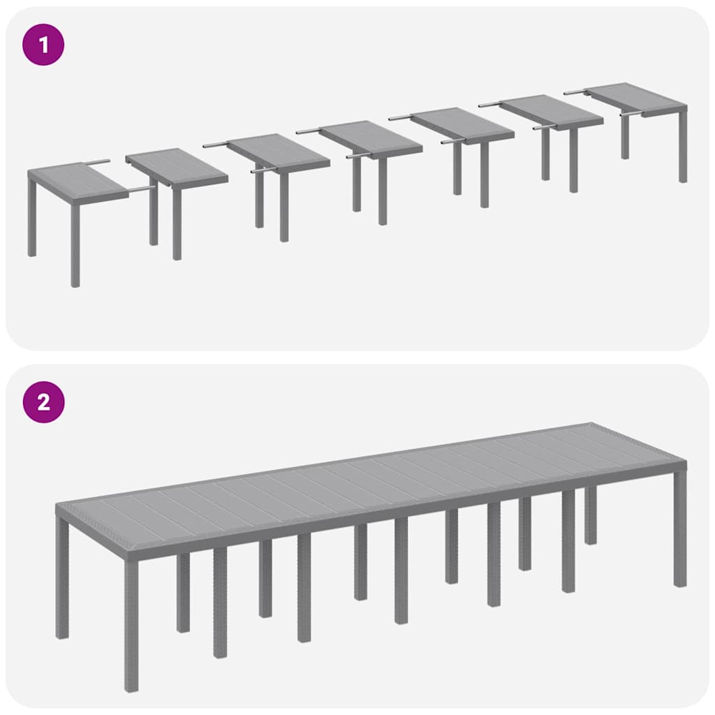 Vrtni set za objed 15 pcs Svijetlo siva, krem bijela Polt ratan