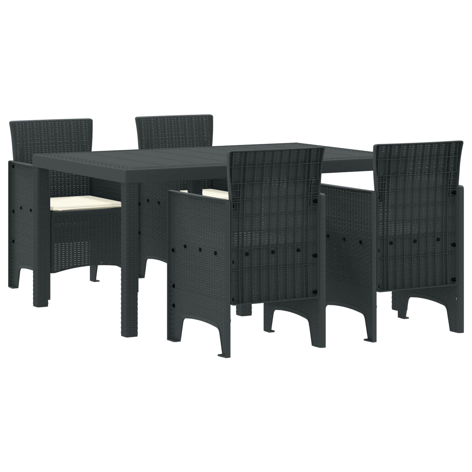 Vrtni set za objed 5 pcs Antracit Polt ratan