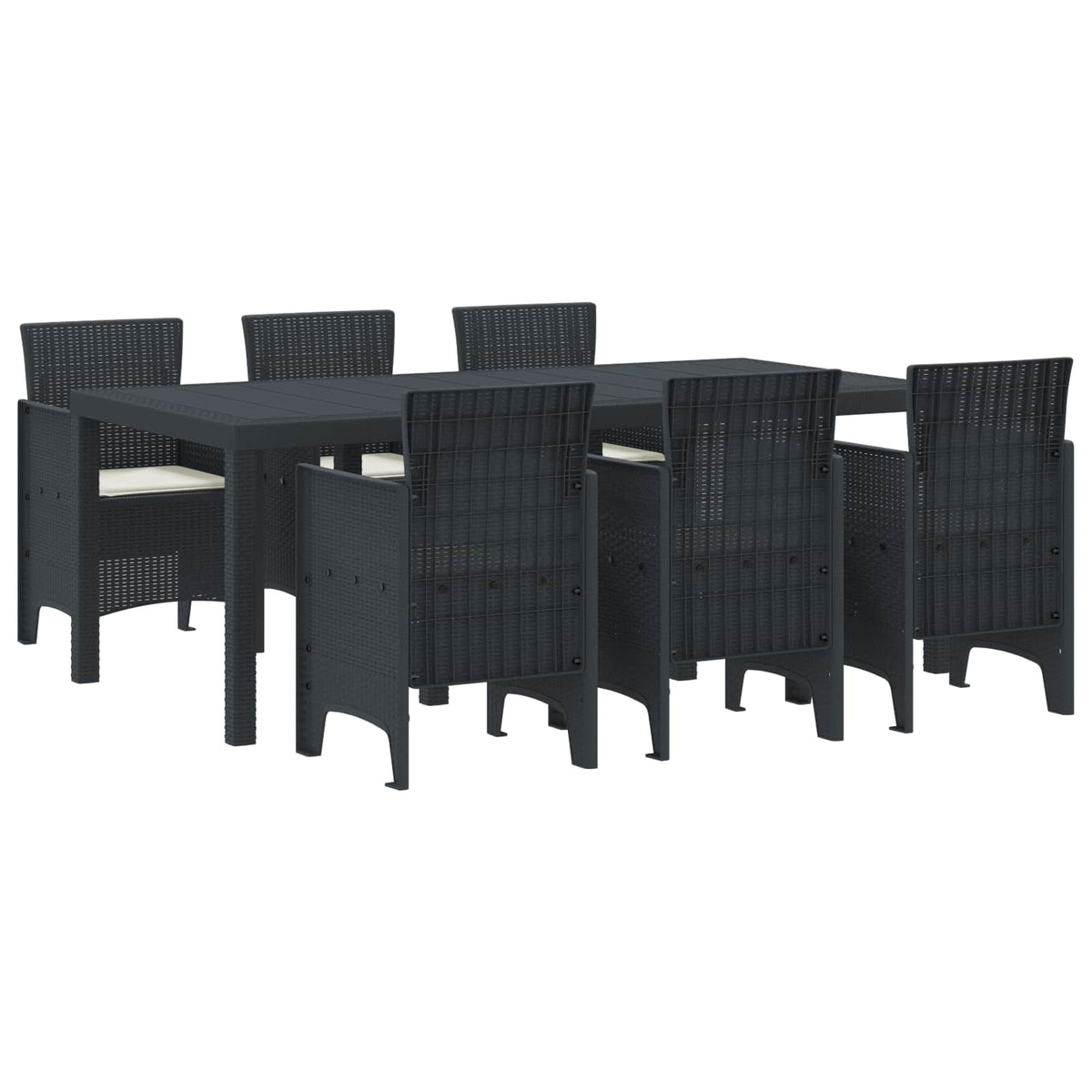 Vrtni set za objed 7 pcs Antracit Polipropilen