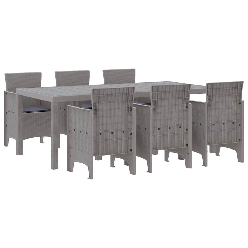 Vrtni set za objed 7 pcs Svijetlo siva Polipropilen