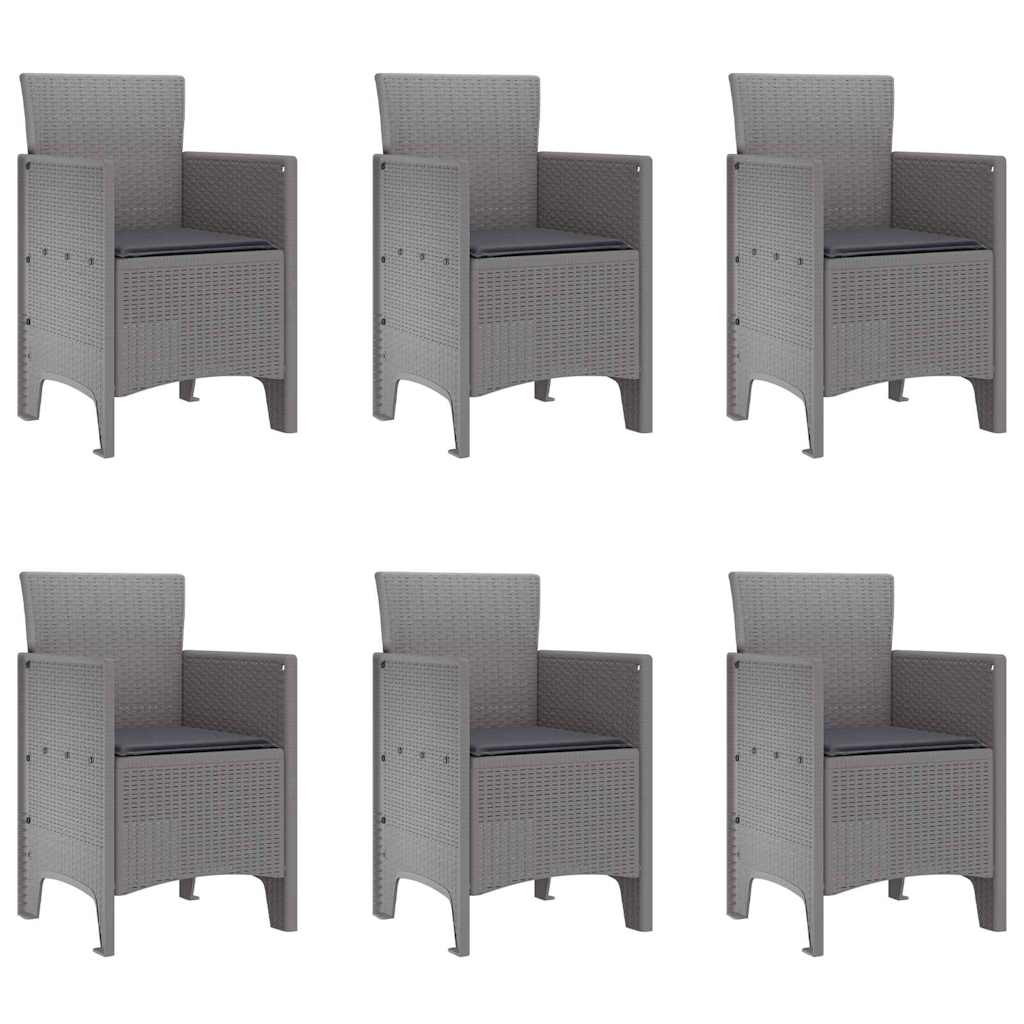 Vrtni set za objed 7 pcs Svijetlo siva Polipropilen