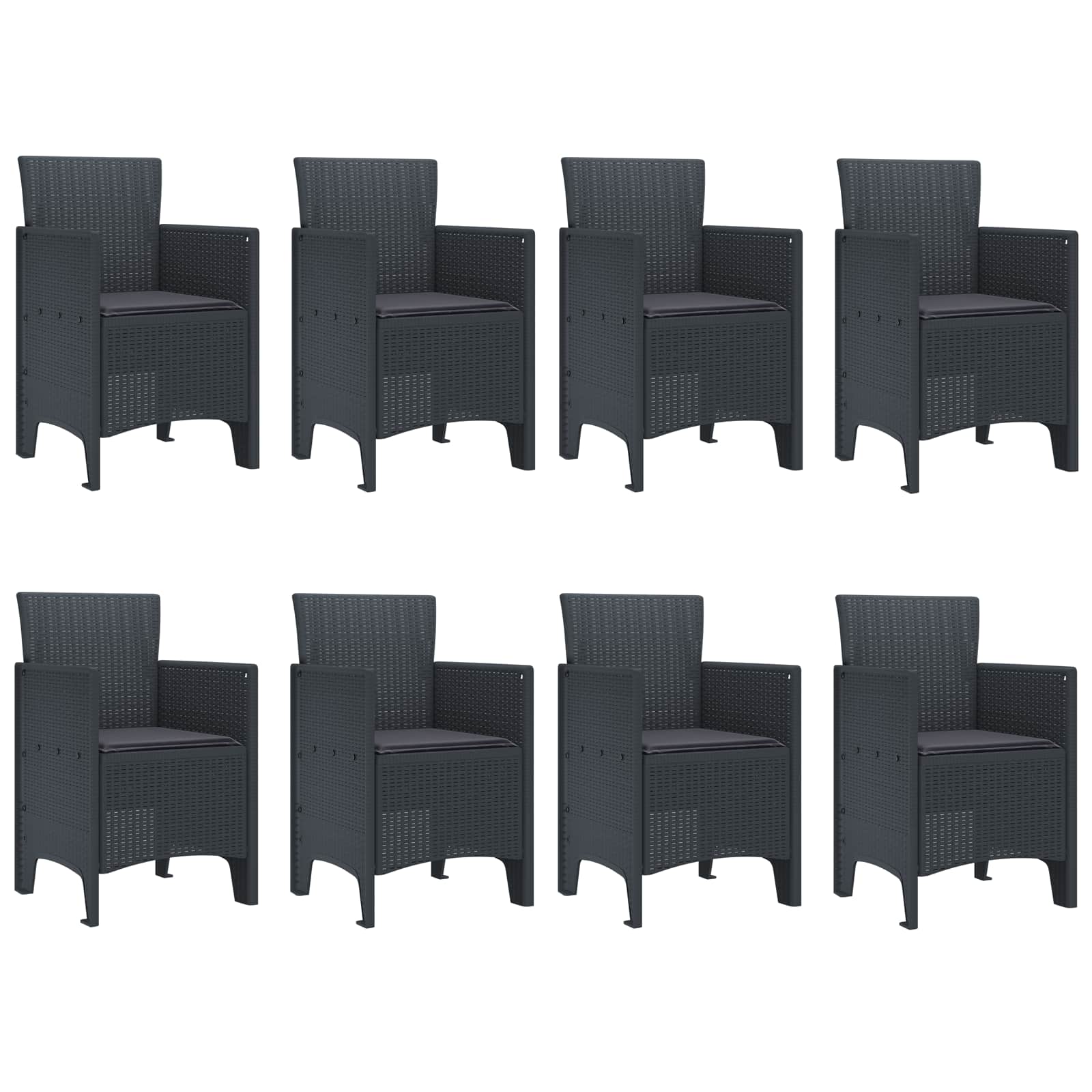 Vrtni set za objed 9 pcs Antracit Polipropilen