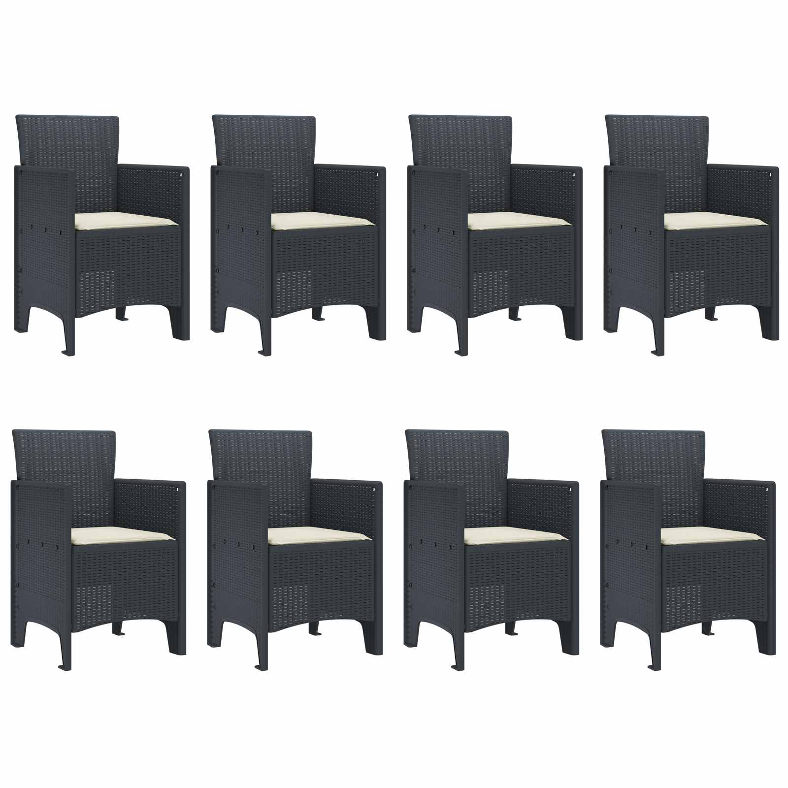 Vrtni set za objed 9 pcs Antracit Polipropilen