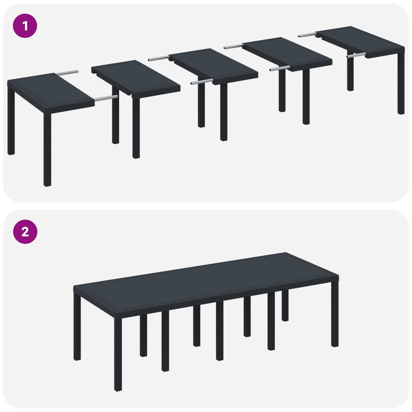 Vrtni set za objed 9 pcs Antracit Polipropilen